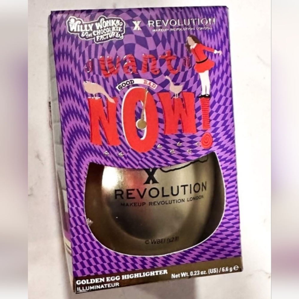 The Revolution x Willy Wonka Good Egg Bad Egg "Golden Bronze" Highlighter NIB